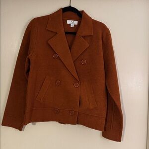 Rust Double-Breasted sweater jacket